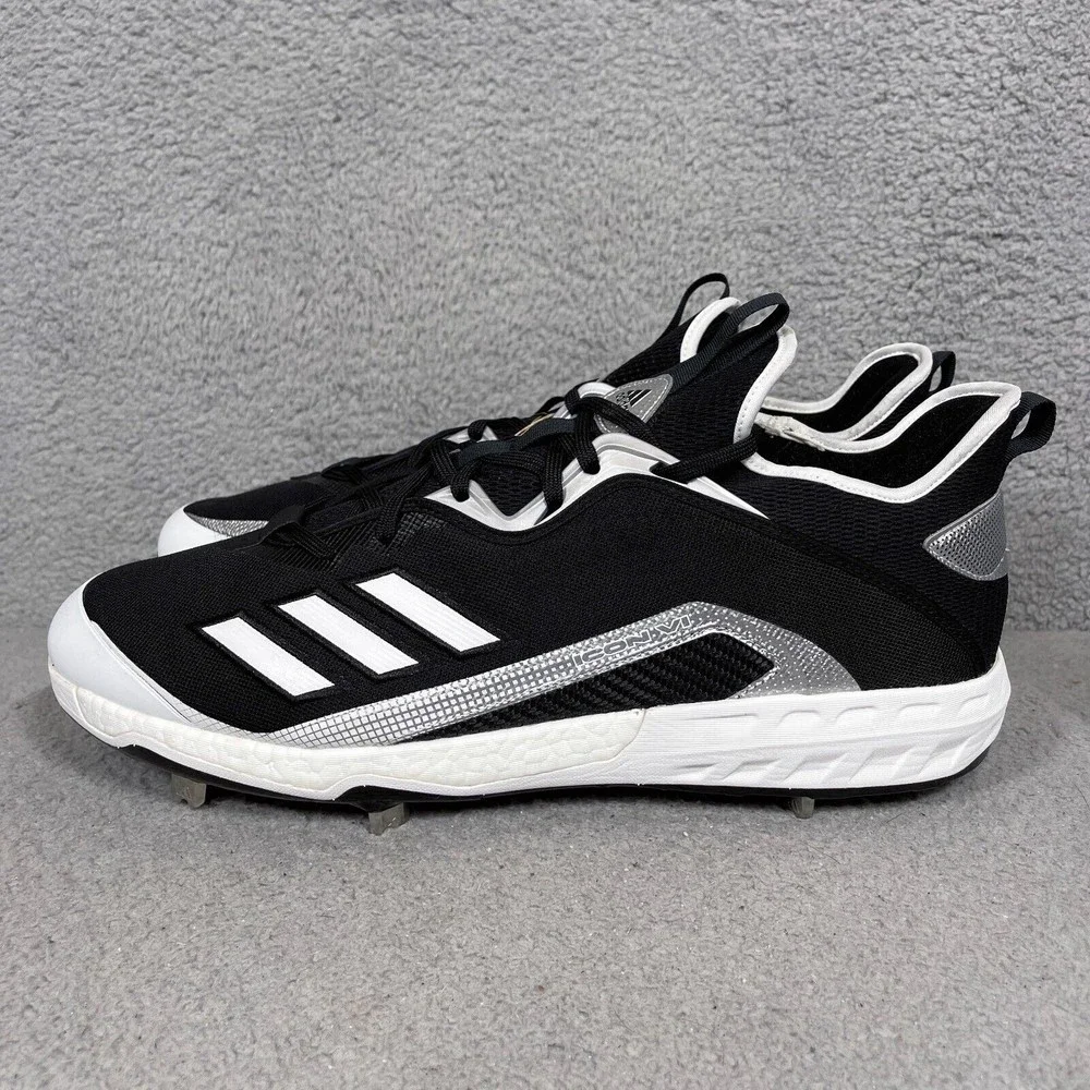 Adidas Icon 6 Mens Size 17 Metal Baseball Cleats Black‎ White EG6488